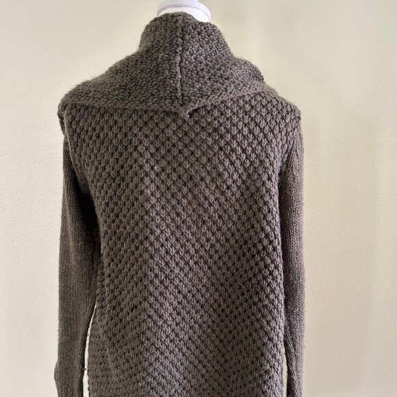 Lovestitch Cardigan Wool Blend Long Chunky Knit Open Sweater Green Cozy - Picture 2 of 6